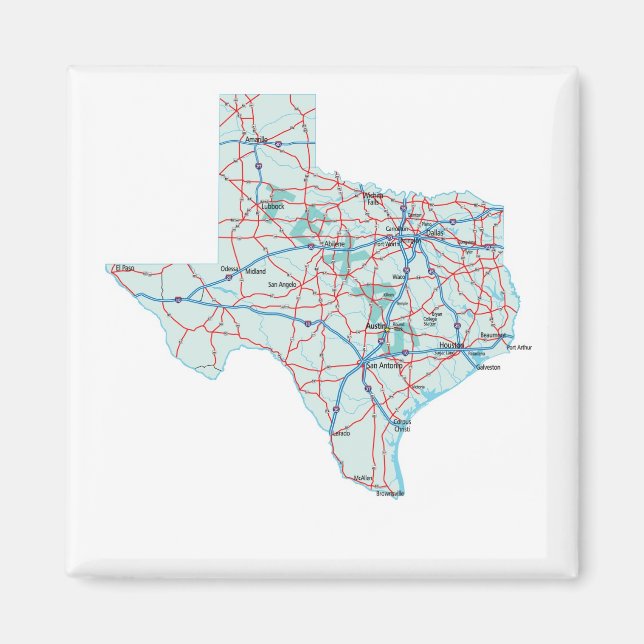 Íman Map Magnet do Texas Interstate (Frente)