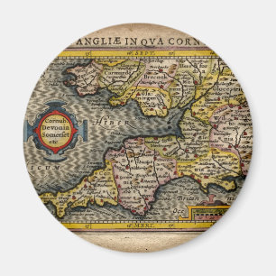 Íman Mapa 1610 de Cornualha, de Devon, de Somerset,