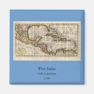 Íman Mapa 1790 das Índias Ocidentais pela coisa