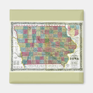 Íman Mapa 1856 velho de Iowa