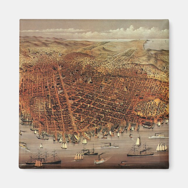Íman Mapa Aéreo Antigo, Cidade de São Francisco, Califó (Frente)