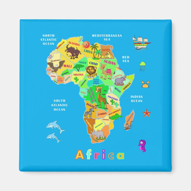 Íman Mapa Africano para Crianças (Frente)
