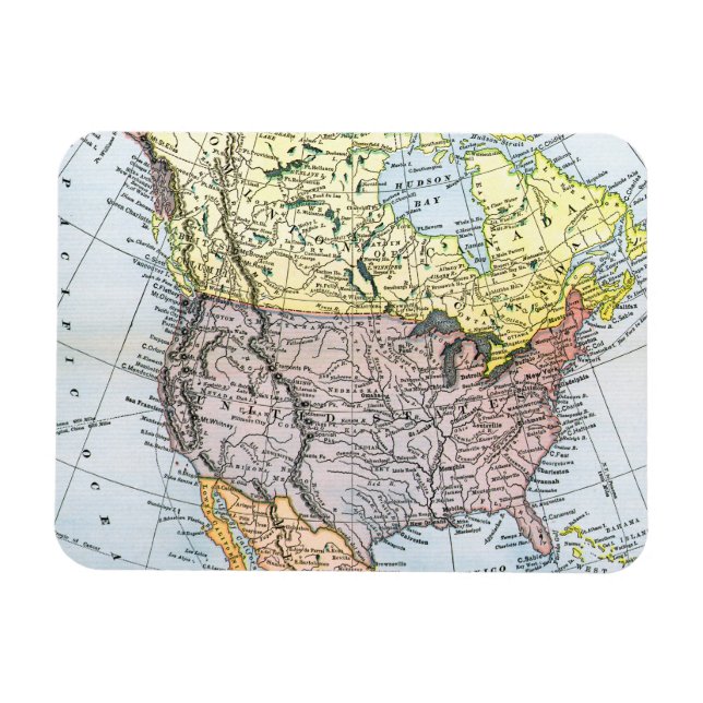 ÍMAN  MAPA: AMÉRICA DO NORTE, 1890 (Horizontal)