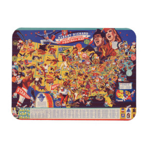 Íman Mapa Americano de Futebol Vintage