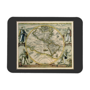 Íman Mapa Antigo, America Sive Novus Orbis, 1596