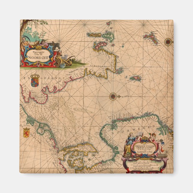 Íman Mapa antigo antigo inspirado (1) (Frente)