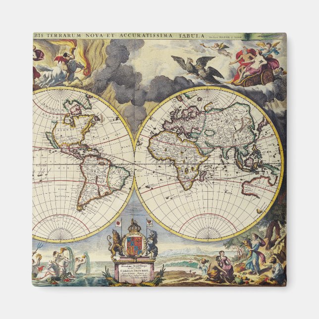 Íman Mapa antigo antigo inspirado (4) (Frente)