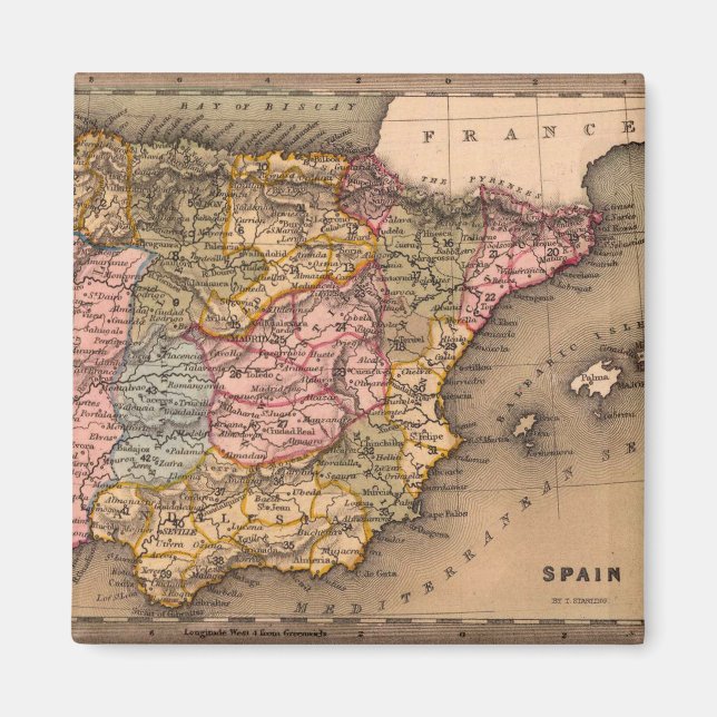 Íman Mapa antigo antigo inspirado (5) (Frente)