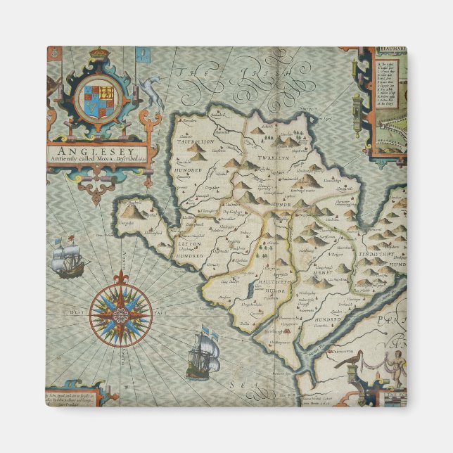 Íman Mapa antigo antigo inspirado (7) (Frente)