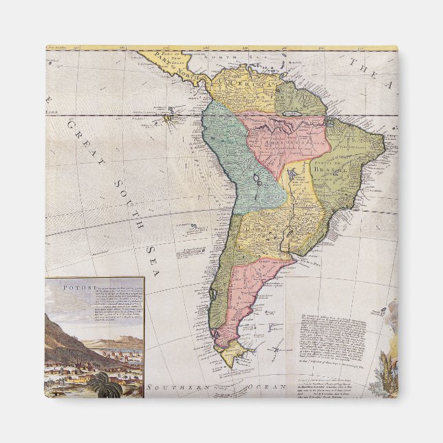 Íman Mapa antigo antigo inspirado (8) (Frente)