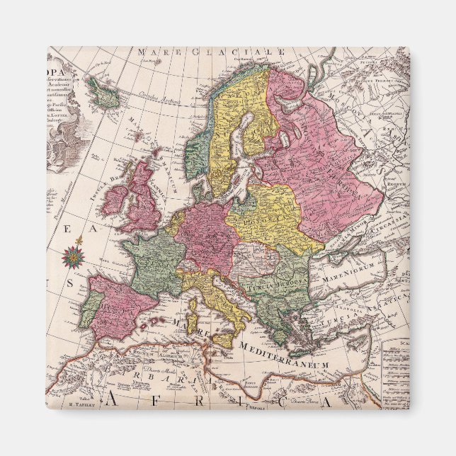 Íman Mapa antigo antigo inspirado (9) (Frente)