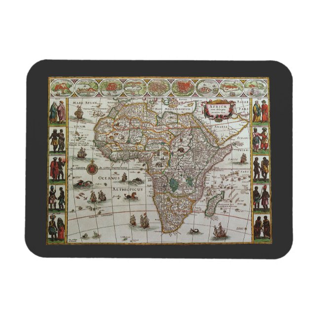 Íman Mapa antigo da África, c. 1635 (Horizontal)