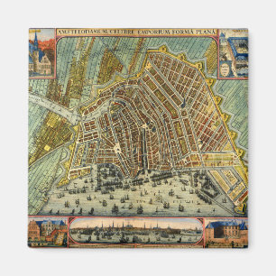 Íman Mapa Antigo da Rua de Amsterdã, Holanda