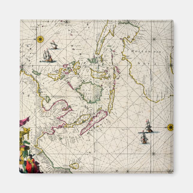 Íman Mapa antigo das Índias Orientais (Frente)