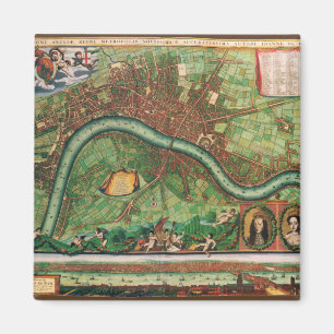 Íman Mapa Antigo das Ruas de Londres por Johannes de Ra