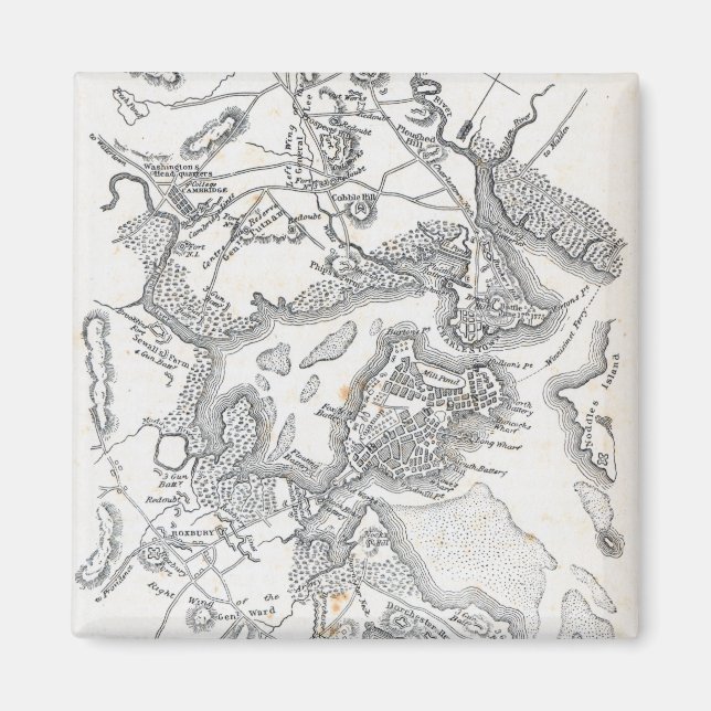 Íman Mapa antigo de Boston | 1775-1776 (Frente)