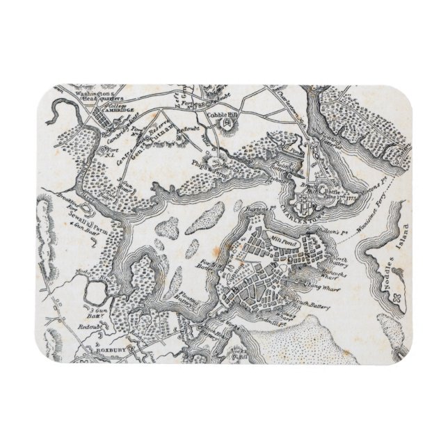 Íman Mapa antigo de Boston | 1775-1776 (Horizontal)