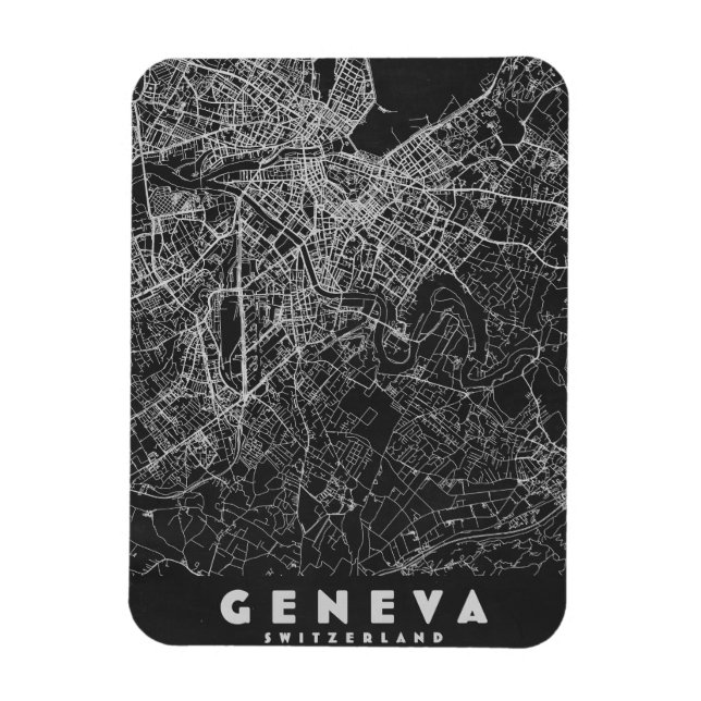 Íman Mapa Antigo de Genebra Suíça (Vertical)