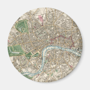 Íman Mapa Antigo de Londres, Inglaterra (1853)