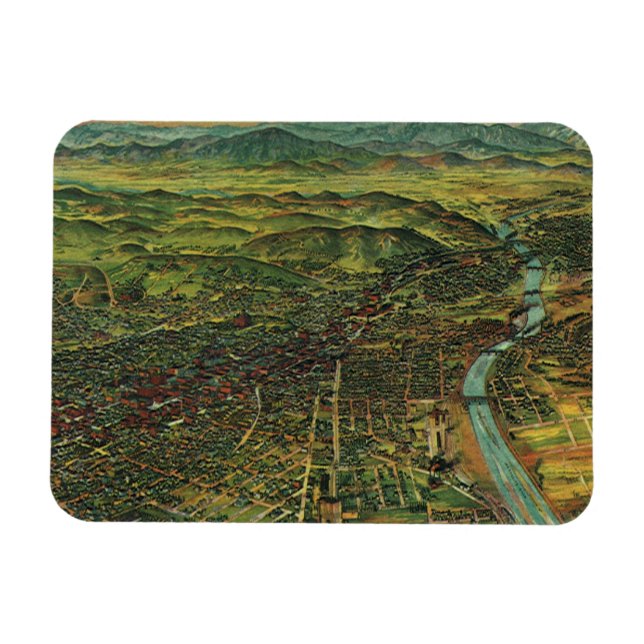 Íman Mapa Antigo de Los Angeles, Califórnia e Rio (Horizontal)