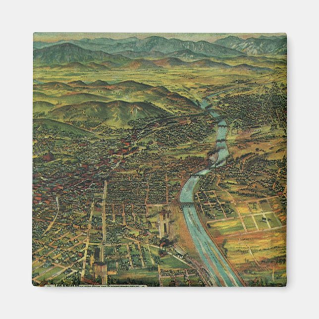 Íman Mapa Antigo de Los Angeles, Califórnia e Rio (Frente)
