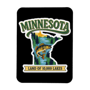 Íman Mapa Antigo de Minnesota Terra dos 10000 Lagos