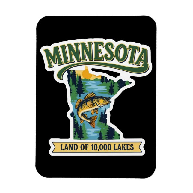 Íman Mapa Antigo de Minnesota Terra dos 10000 Lagos (Vertical)