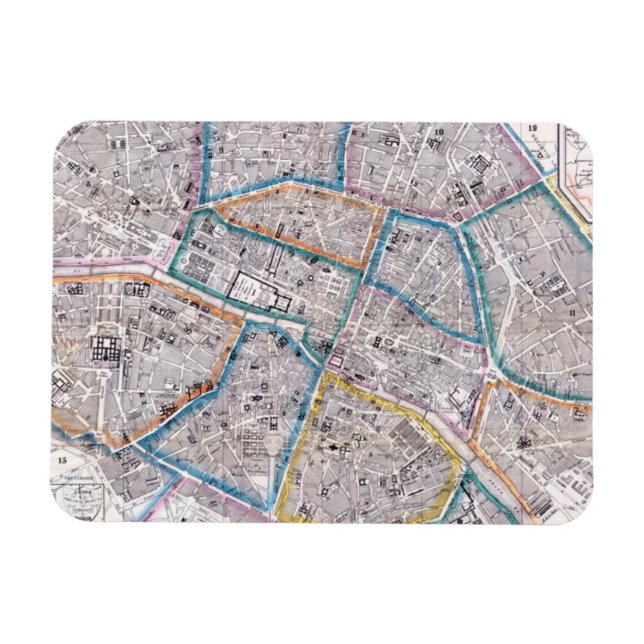 Íman Mapa antigo de Paris (Horizontal)