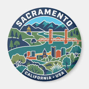 Íman Mapa Antigo de Sacramento Califórnia