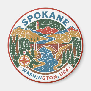Íman Mapa Antigo de Spokane Washington EUA