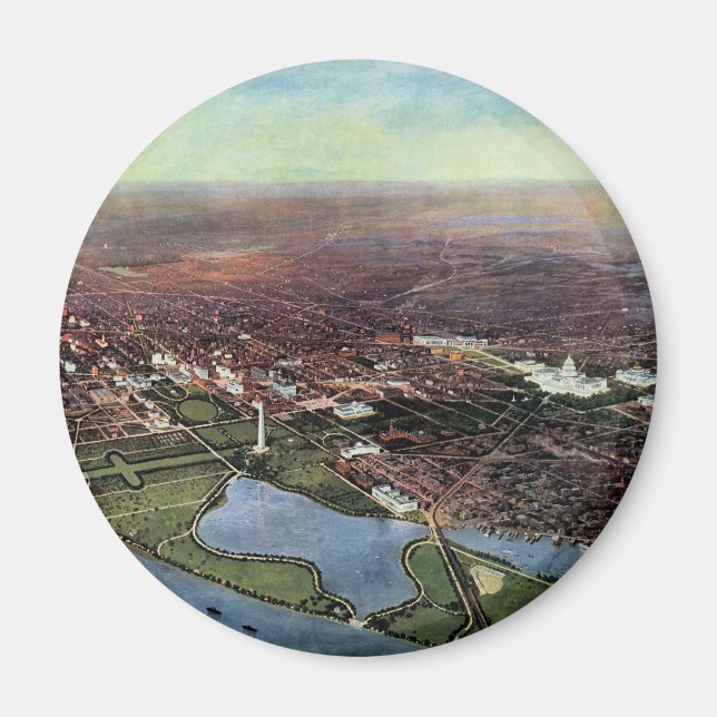 Íman Mapa antigo de Washington DC e do Rio Potomac (Frente)