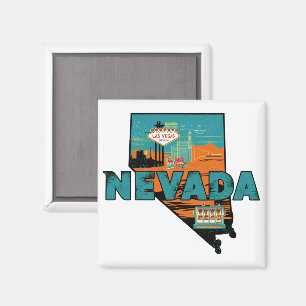 Íman Mapa Antigo do Estado de Nevada EUA Viagem