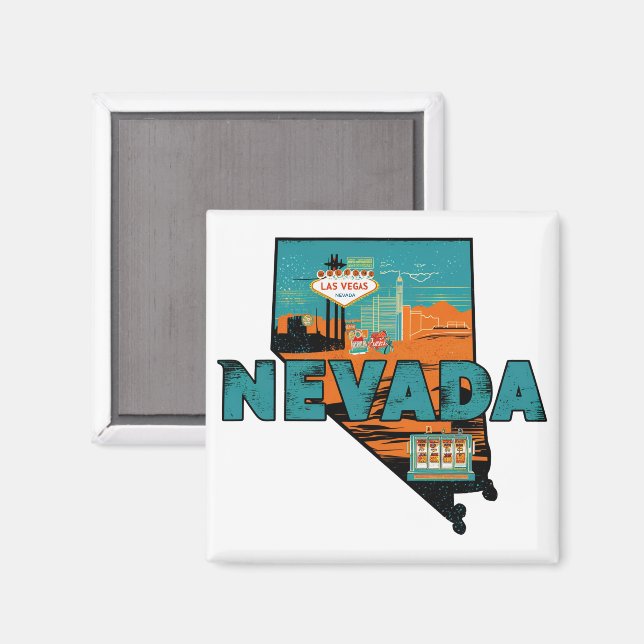 Íman Mapa Antigo do Estado de Nevada EUA Viagem (Front/Back)