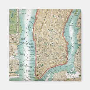Íman Mapa antigo do Lower Manhattan e do Central Park