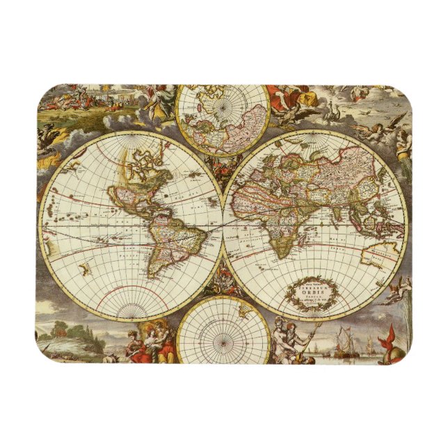 Íman Mapa Antigo do Mundo Antigo por Frederick de Wit,  (Horizontal)