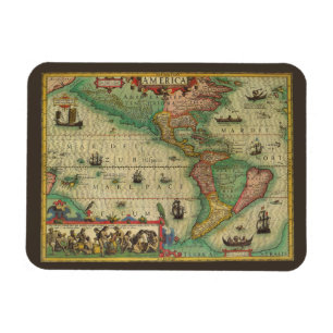 Íman Mapa antigo do mundo das Américas, 1606