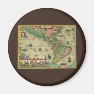 Íman Mapa Antigo do Mundo das Américas, 1606