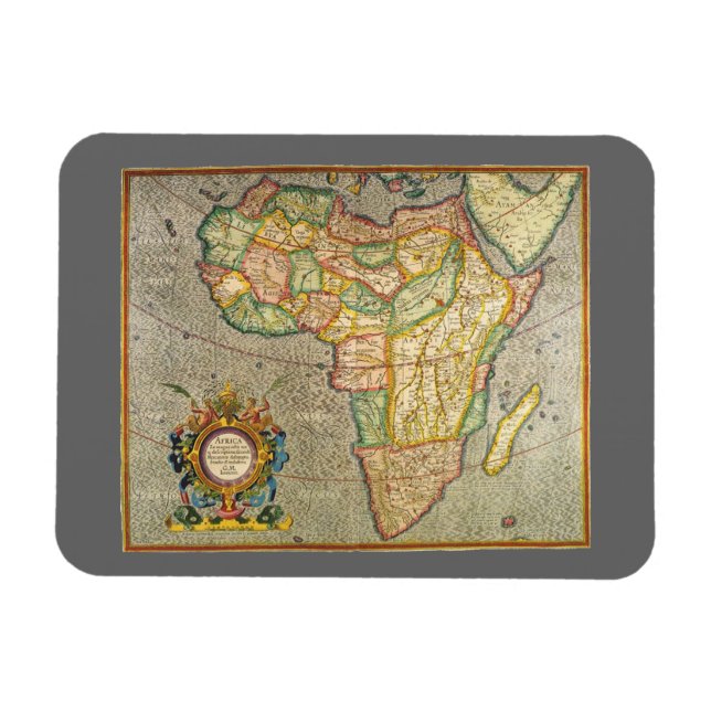 Íman Mapa Antigo do Mundo de Gerardus Mercator da Áfric (Horizontal)