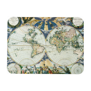 Íman Mapa Antigo do Mundo por Pieter Goos, 1666