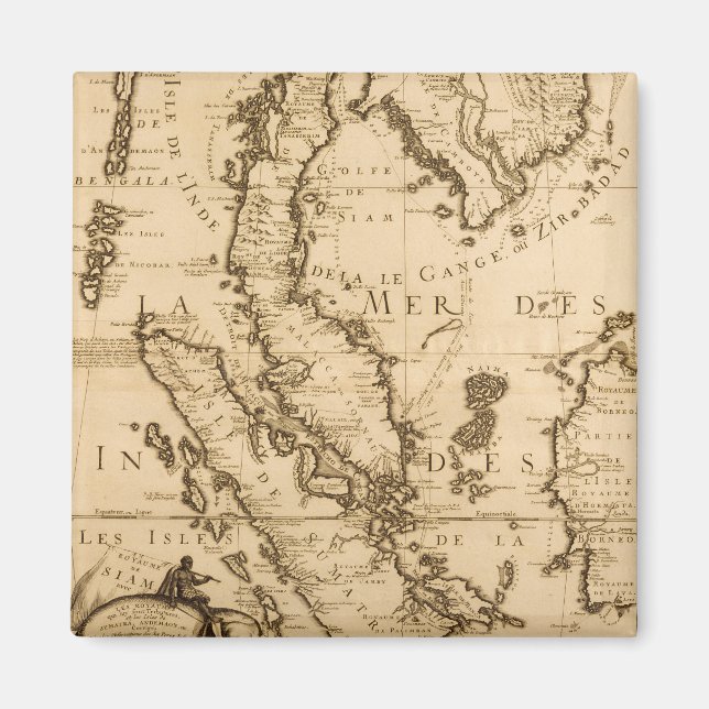 Íman Mapa antigo do Sudeste Asiático | 1687 (Frente)