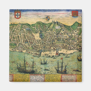 Íman Mapa antigo, plano de cidade de Lisboa, Portugal,