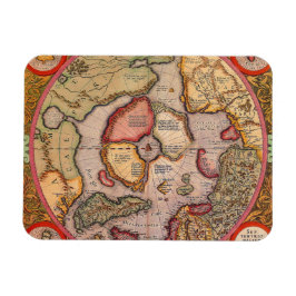 Íman Mapa Antiquado do Velho Mundo, Polo Norte Árctico,