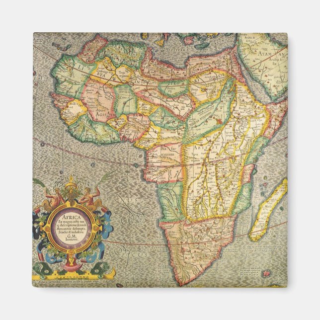 Íman Mapa Antiquado Gerardus Mercator da África (Frente)