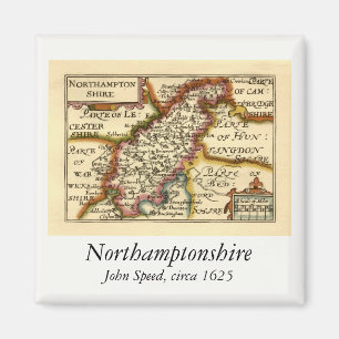 Íman Mapa Antiquário do Condado de Northamptonshire