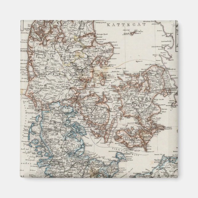 Íman Mapa Atlas da Dinamarca com 5 mapas de entrada (Frente)