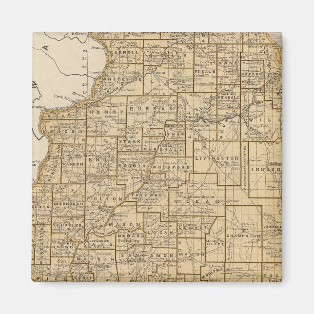 Íman Mapa Atlas de Illinois (Frente)