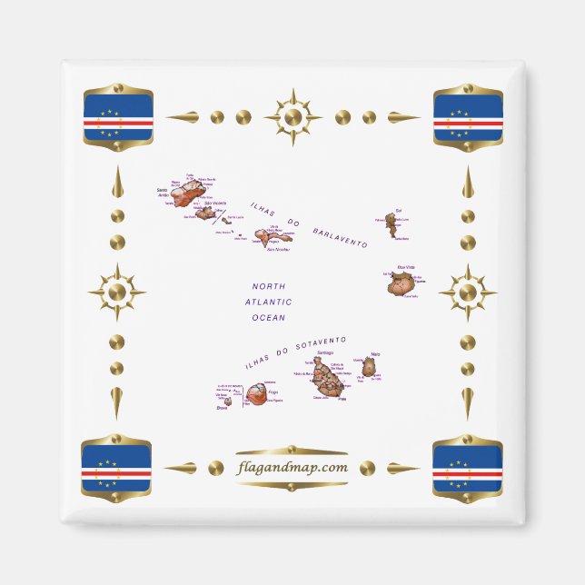 Íman Mapa cabo-verdiano + ímã sinalizador (Frente)