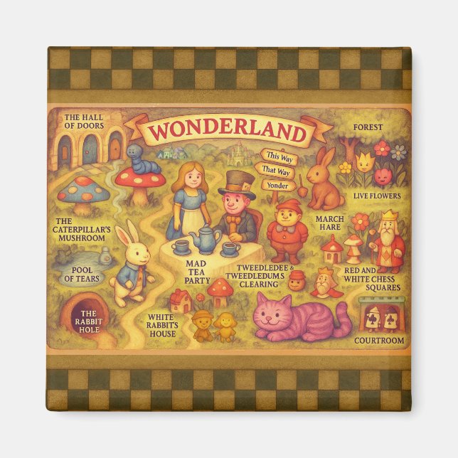 Íman Mapa Caprichoso das Aventuras de Alice no País das (Frente)