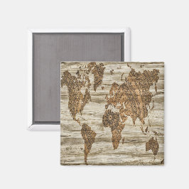 Íman Mapa castanho da impressão mundial