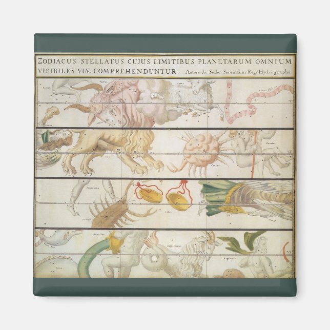 Íman Mapa Celestial Antigo, Astronomia por John Seller (Frente)